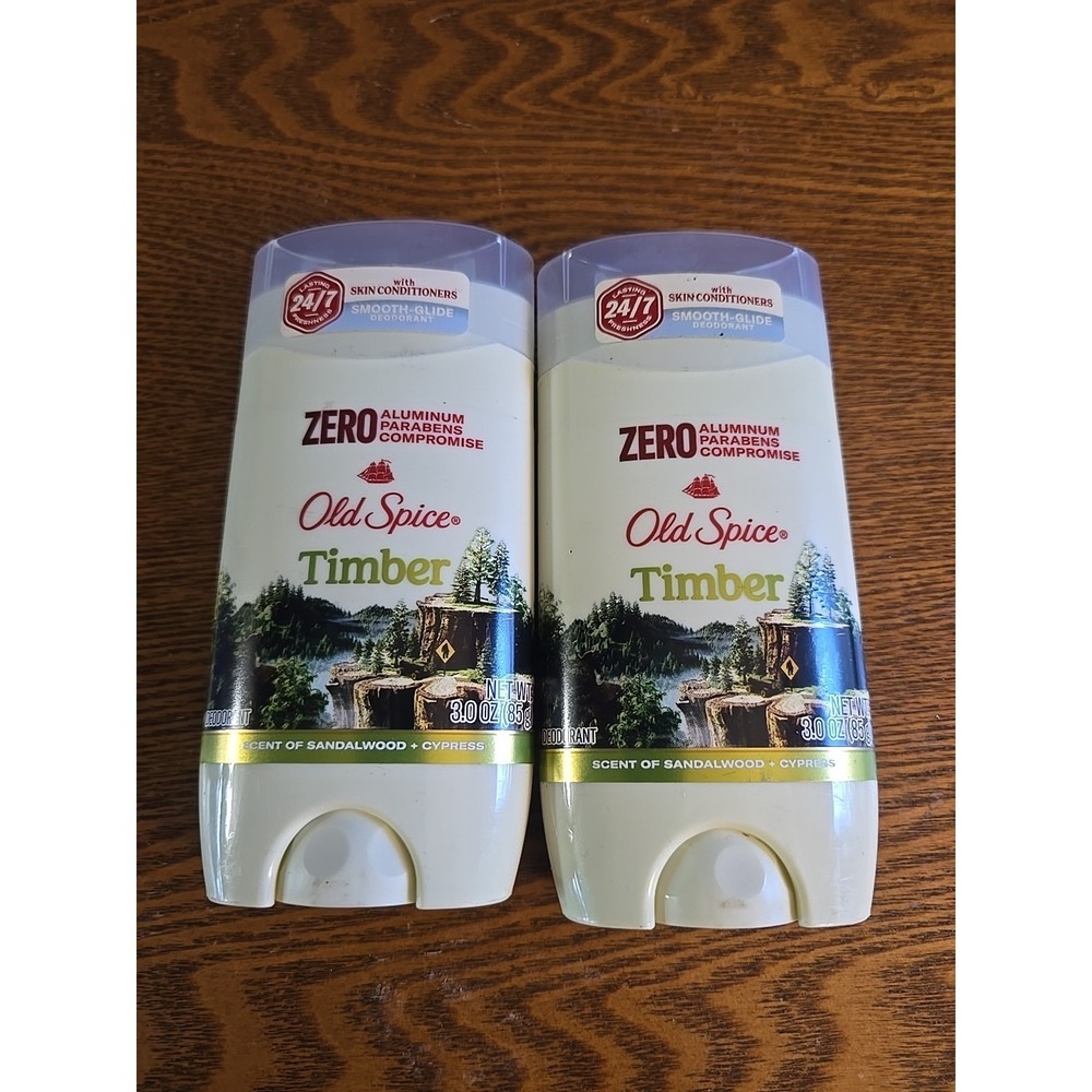 Old Spice Timber w/Sandalwood & Cypress Aluminum Free Deodorant 3 oz  LOT OF 2
